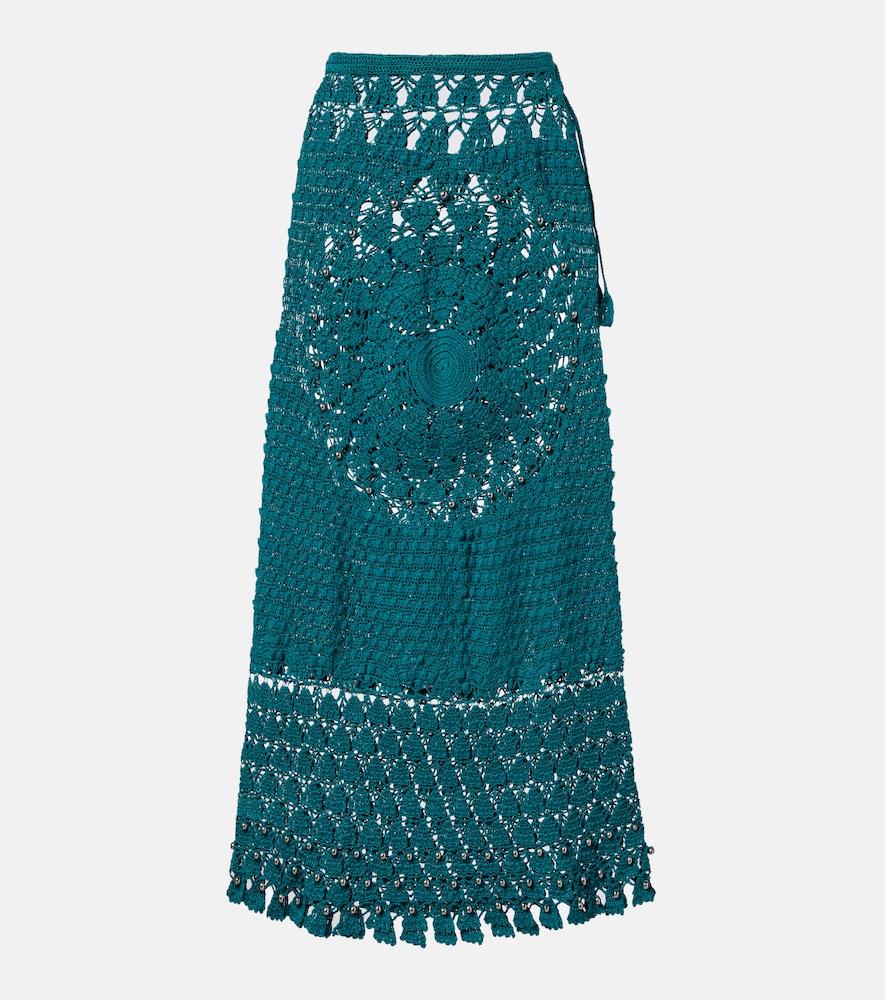 rabanne embellished crochet cotton midi skirt