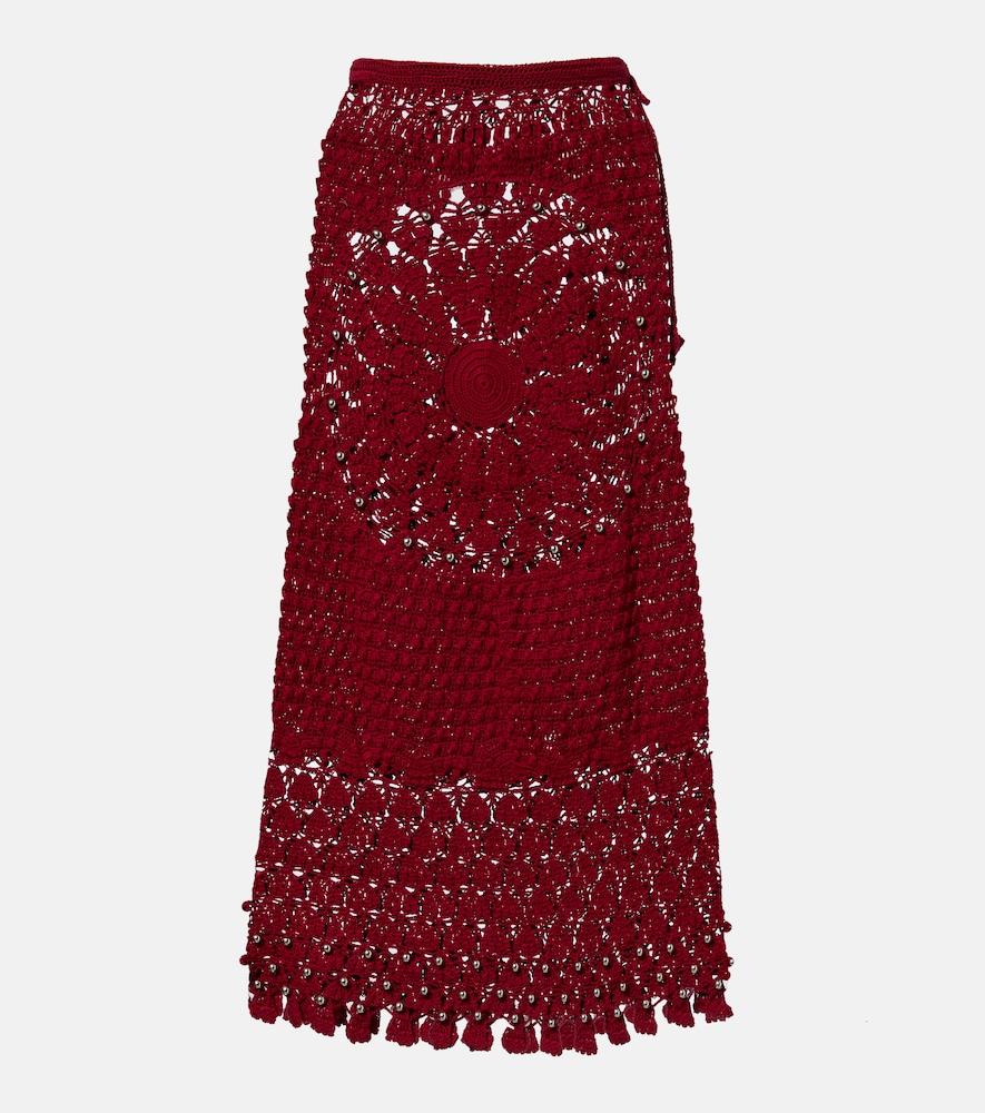 rabanne embellished crochet cotton midi skirt
