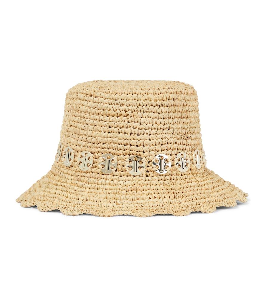 rabanne embellished raffia bucket hat