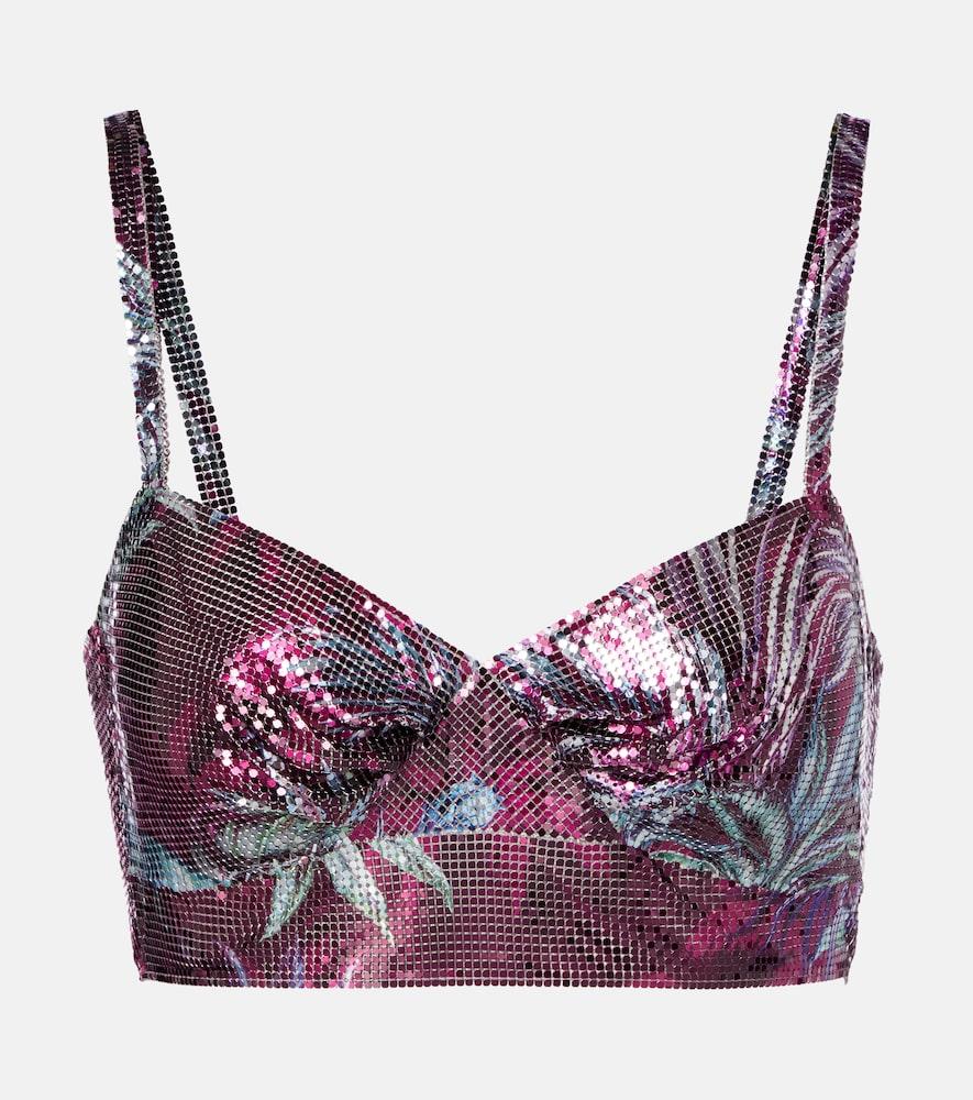 rabanne floral chainmail crop top