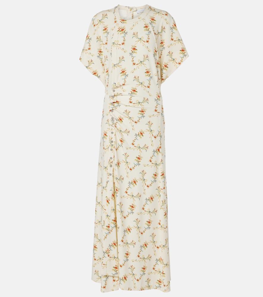 rabanne floral gathered midi dress