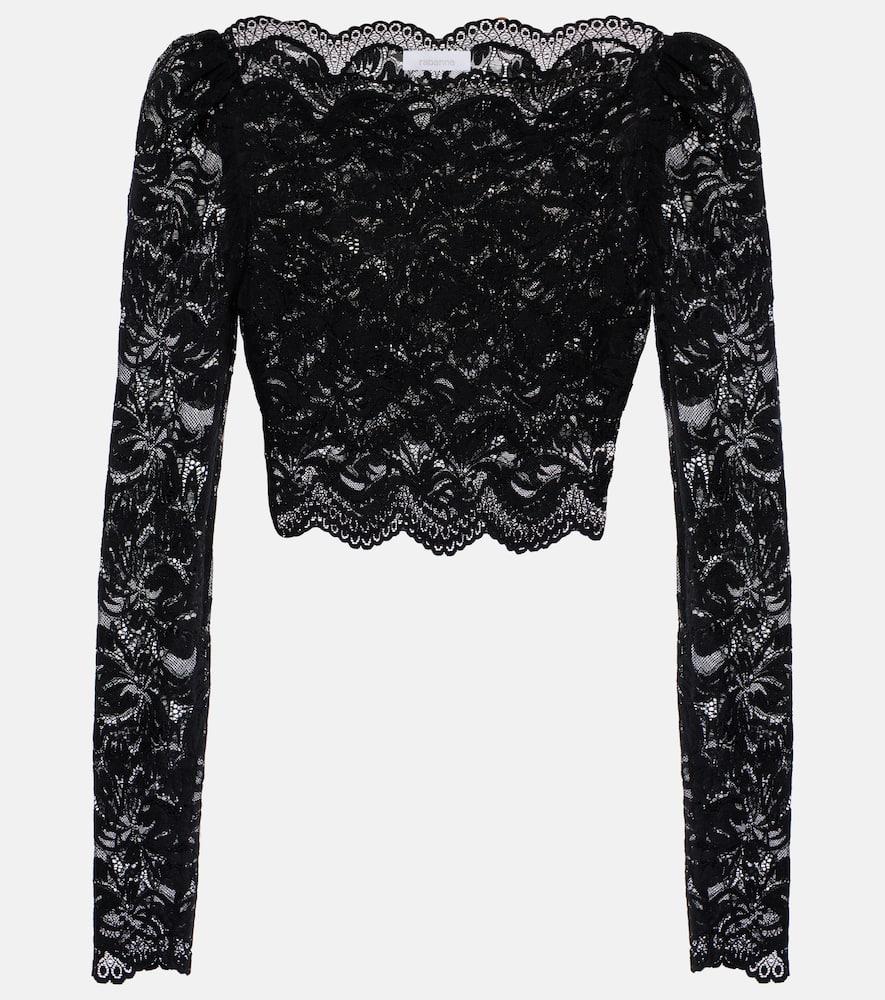 rabanne floral lace crop top