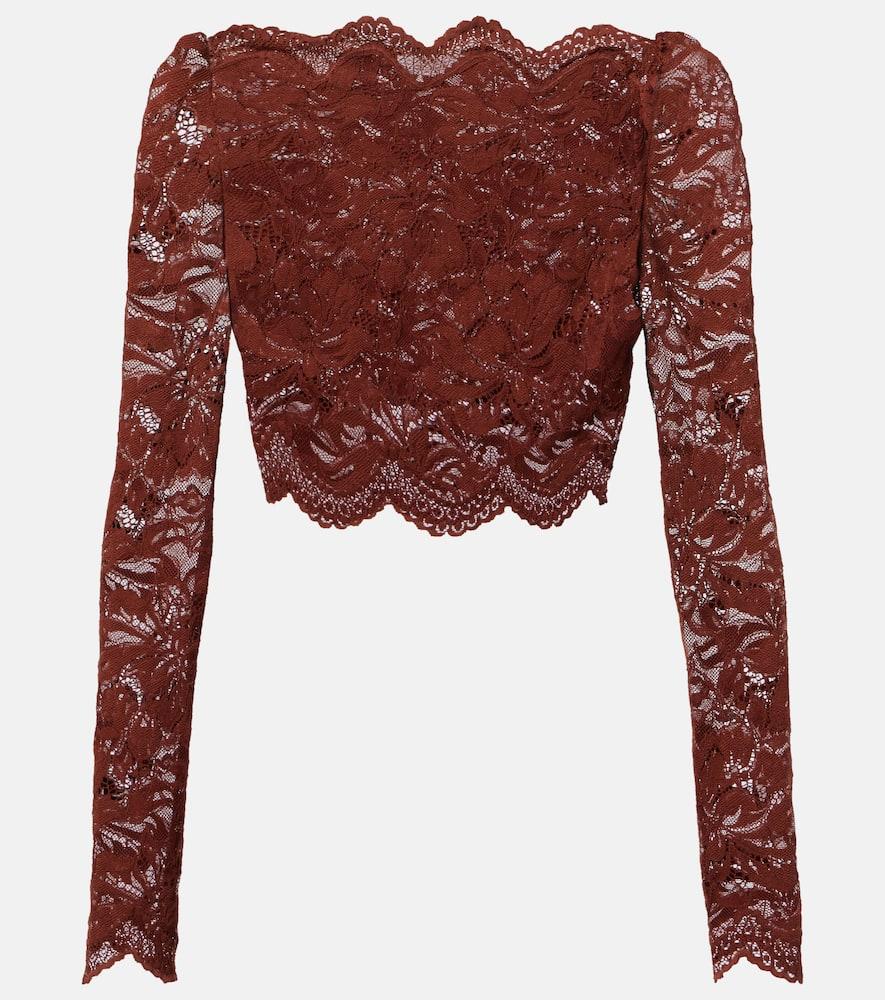 rabanne floral lace crop top