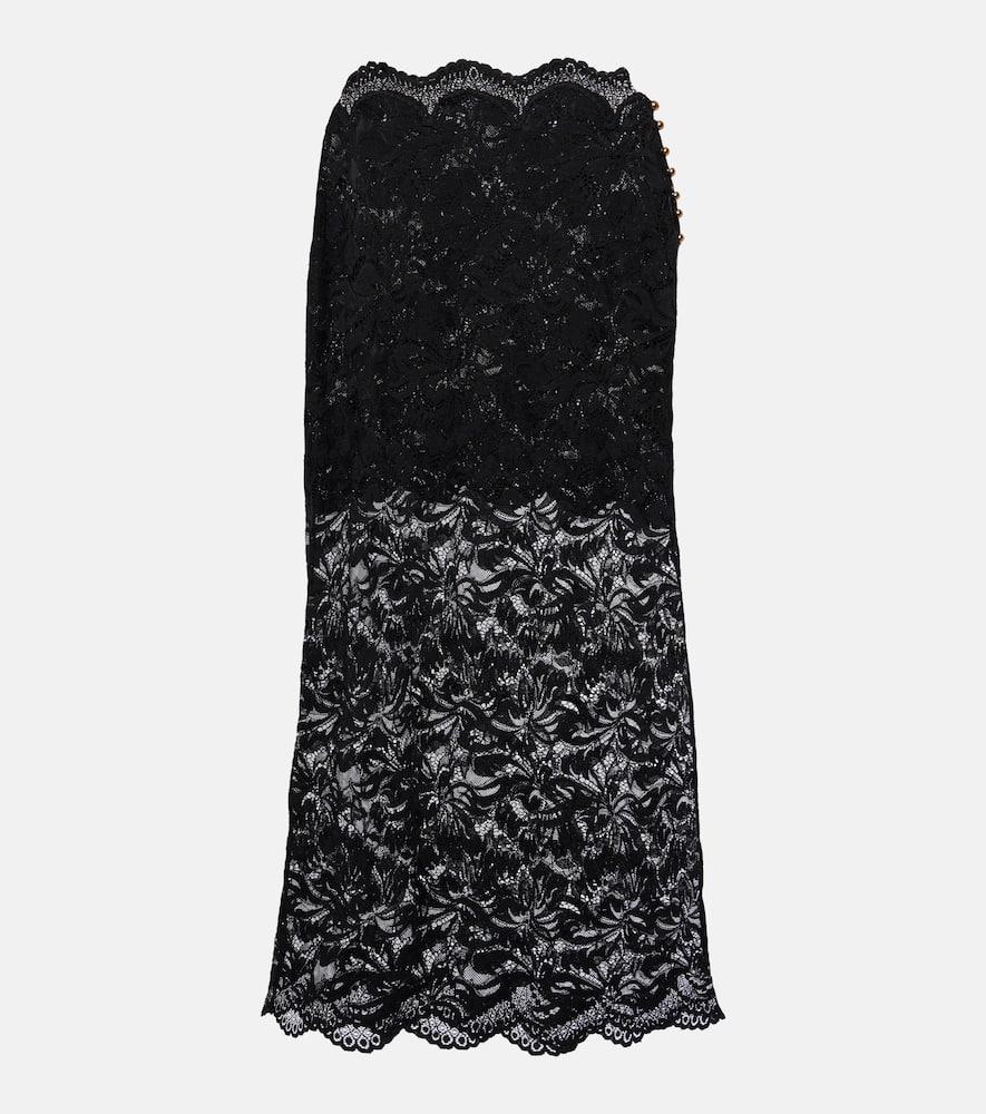 rabanne floral lace midi skirt