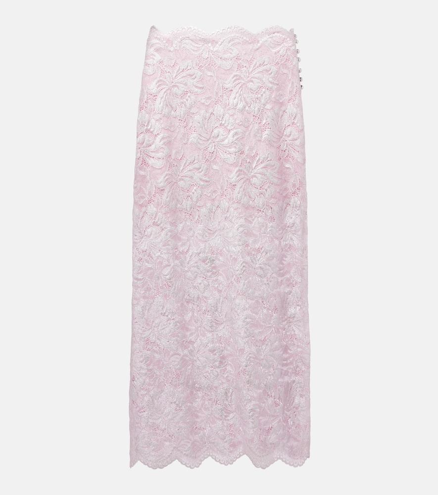 rabanne floral lace midi skirt