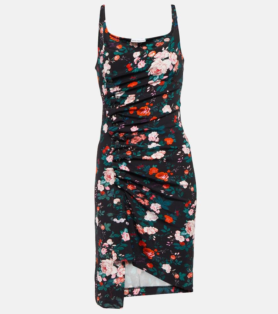rabanne floral ruched jersey minidress