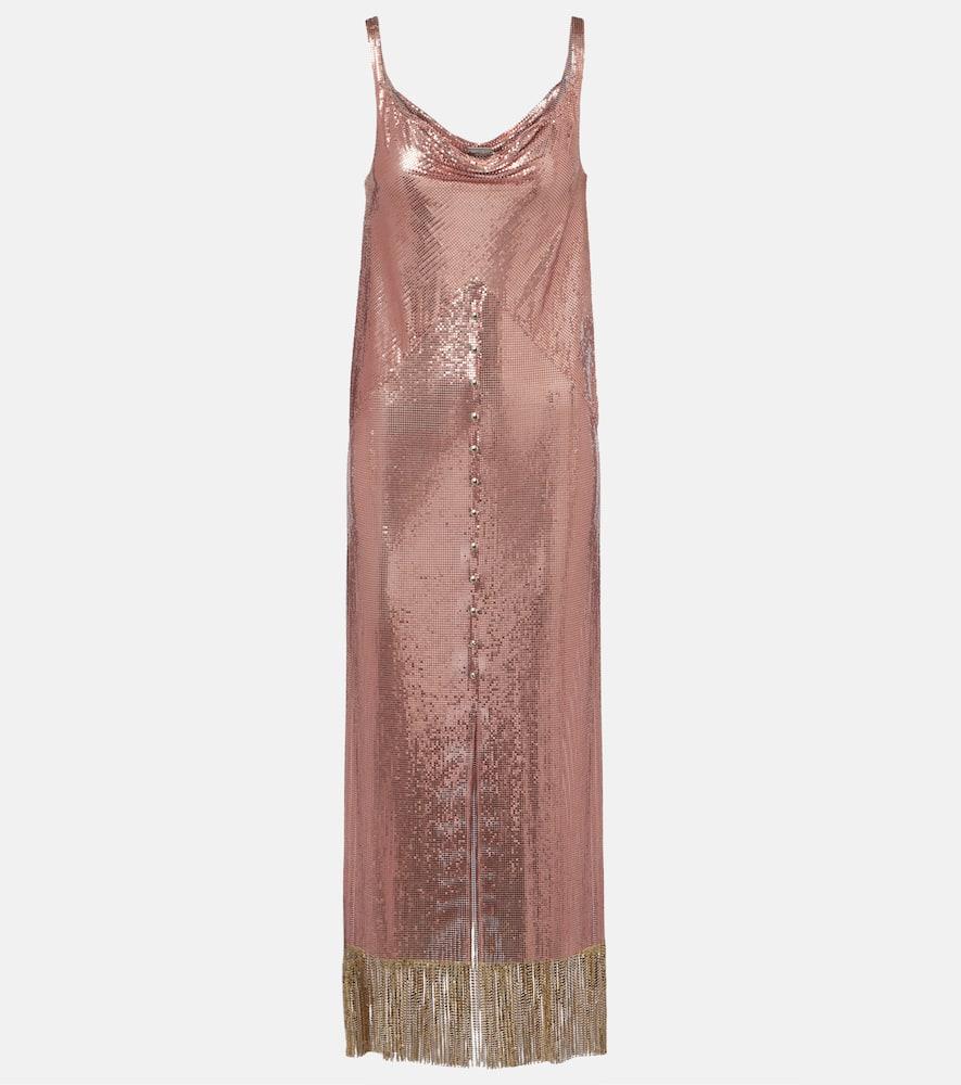 rabanne fringed metallic midi dress