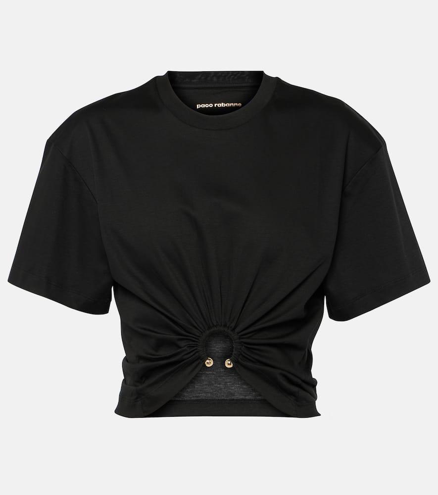 rabanne gathered cotton jersey crop top