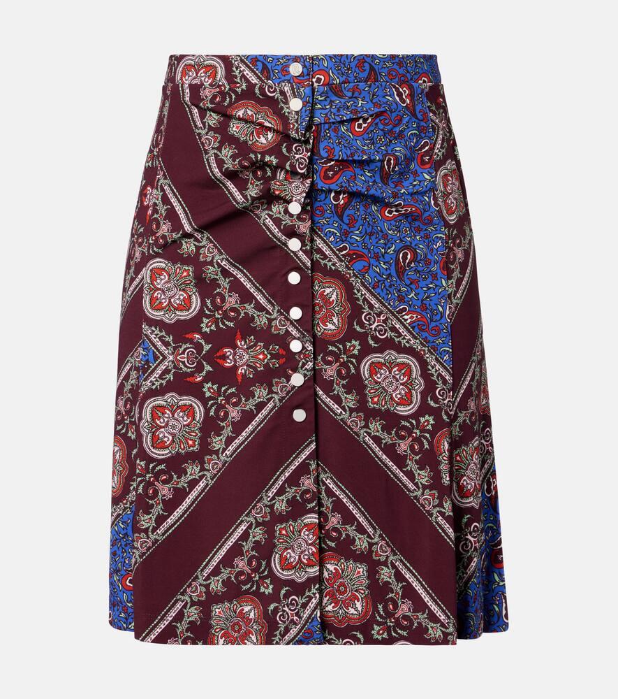 rabanne gathered paisley printed miniskirt