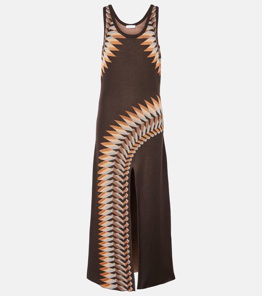 rabanne lamé jacquard maxi dress