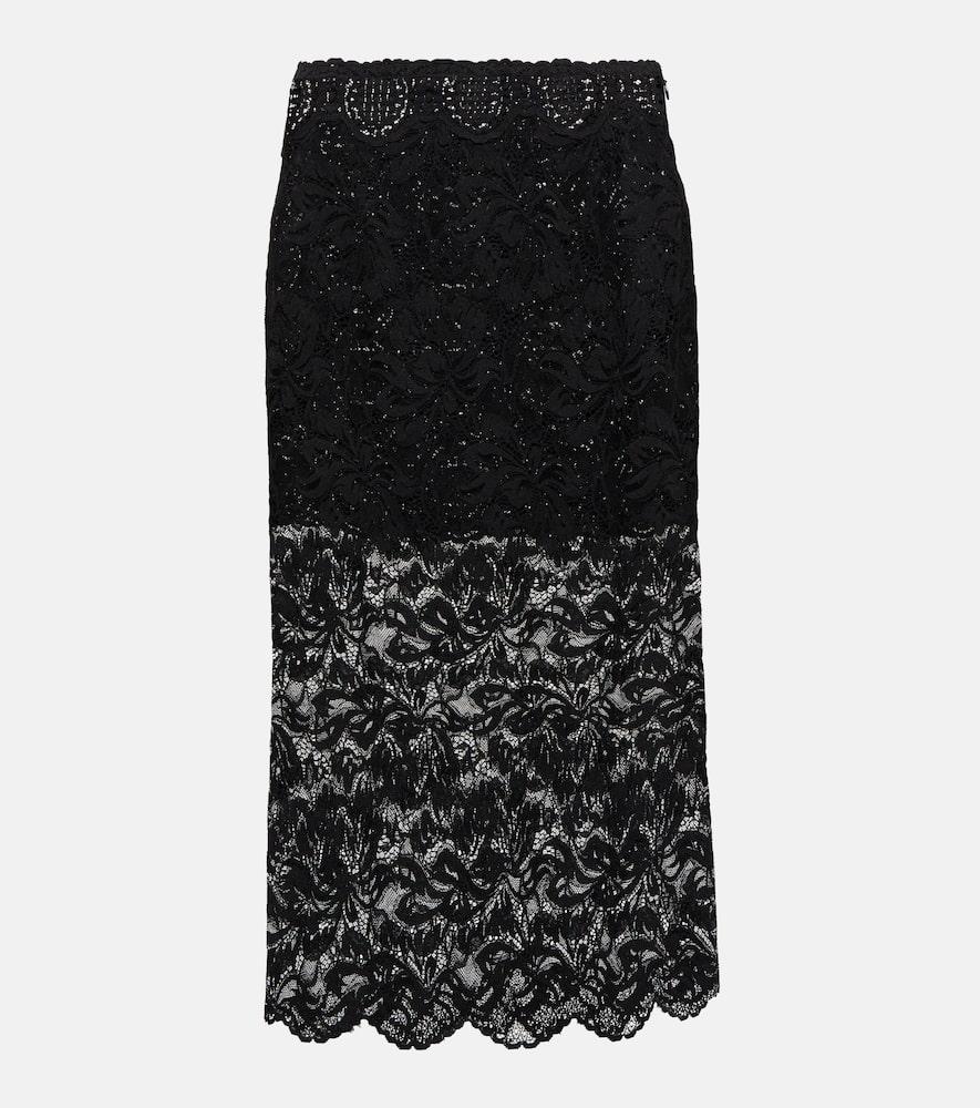 rabanne layered lace midi skirt