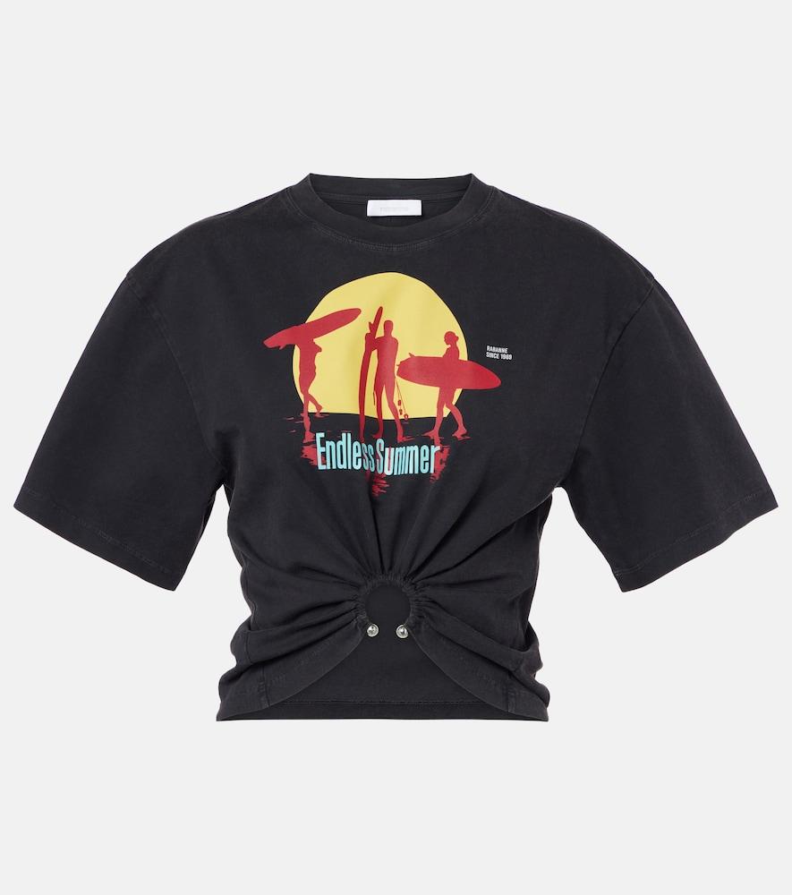 rabanne printed cropped cotton jersey t