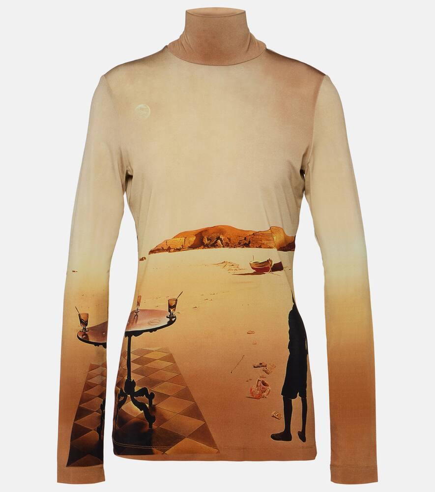 rabanne printed jersey turtleneck top