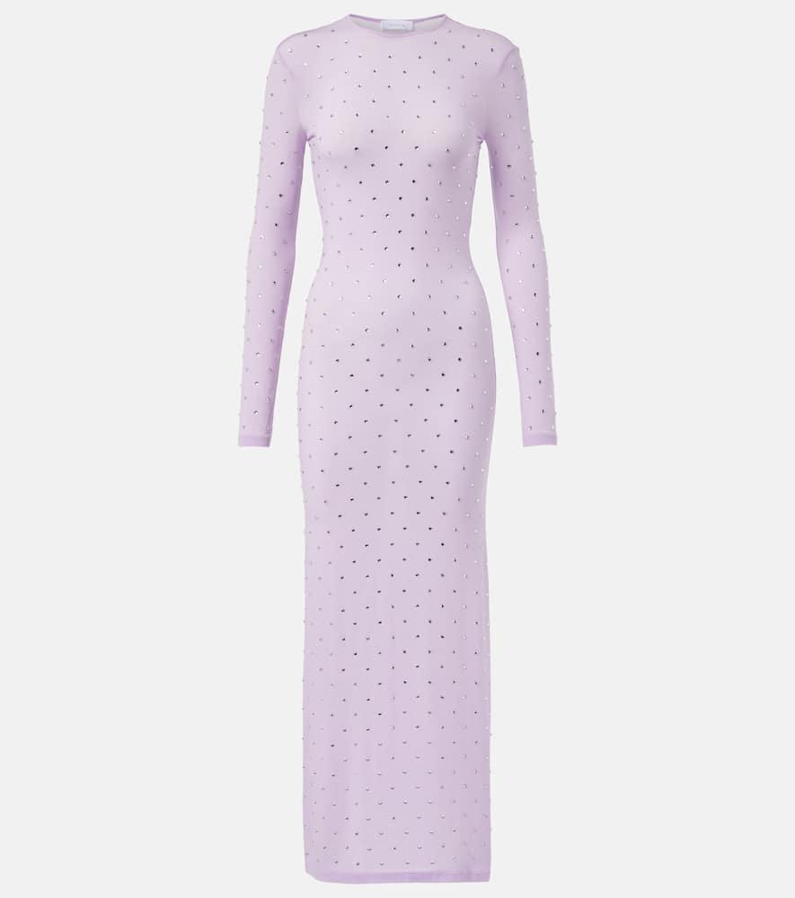 rabanne second skin embellished jersey maxi dress