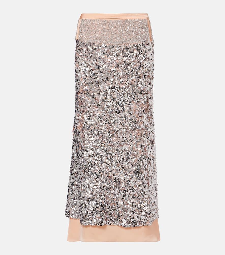 rabanne sequined jersey midi skirt