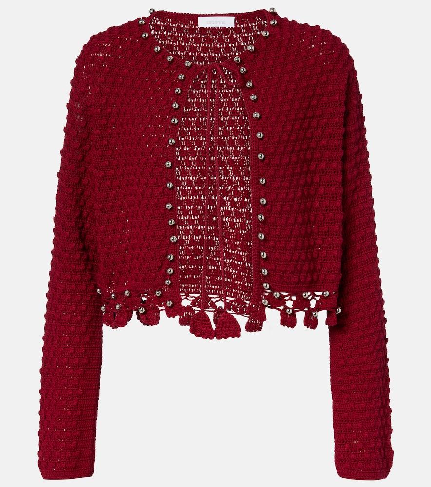 rabanne studded crochet cotton cardigan
