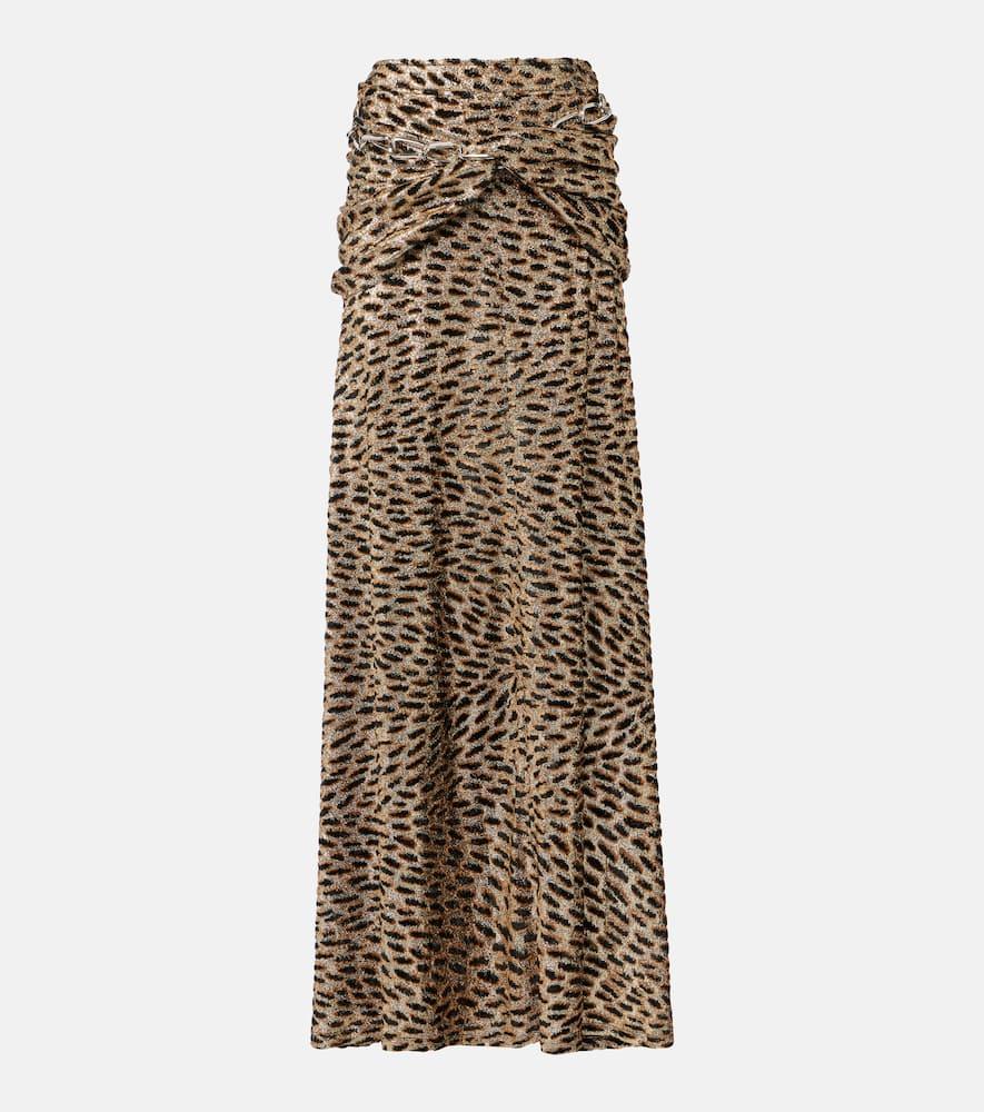 rabanne tiger gathered lamé maxi skirt