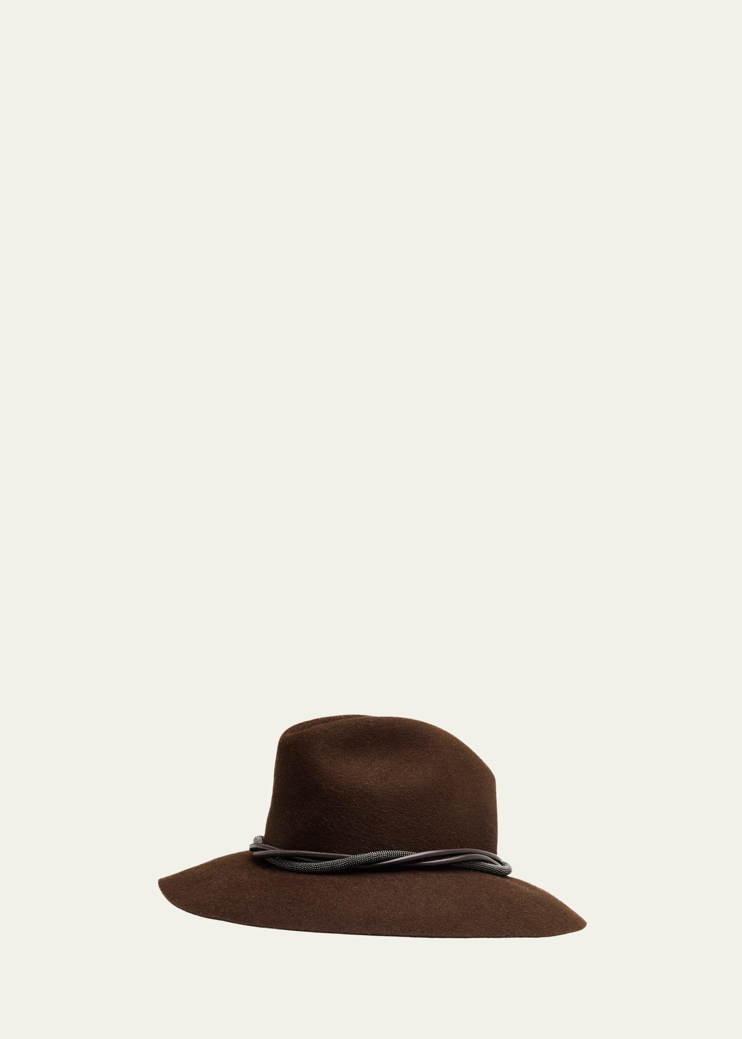 rabbit felt fedora hat with monili trim