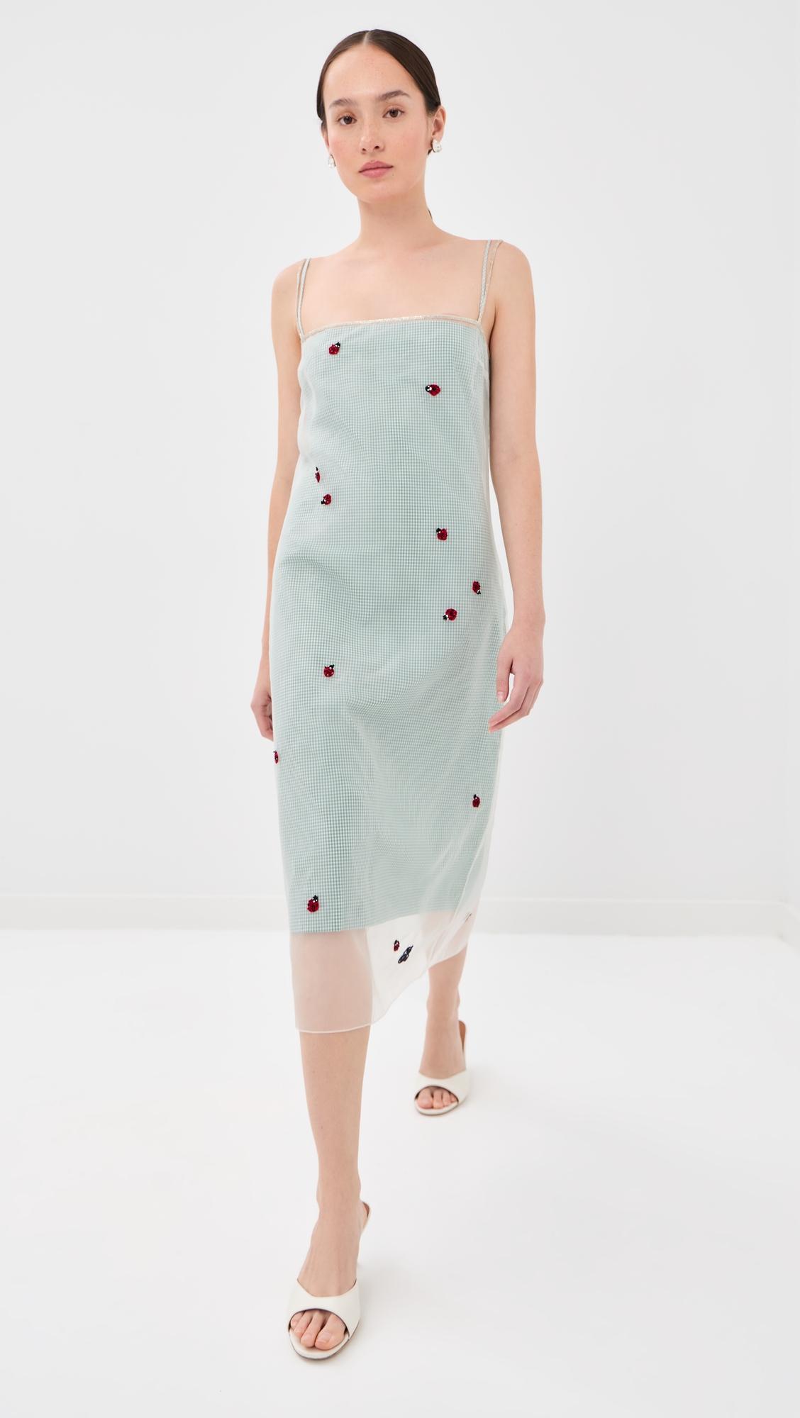 rachel embroidered silk slip dress