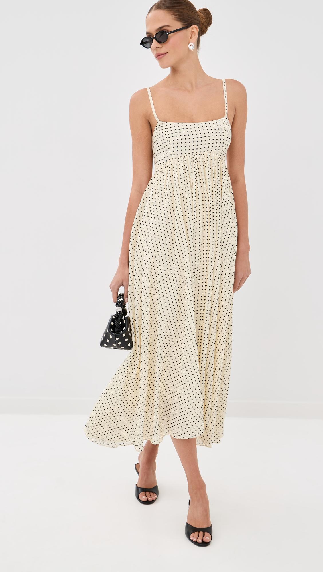 rachel polka dot midi dress