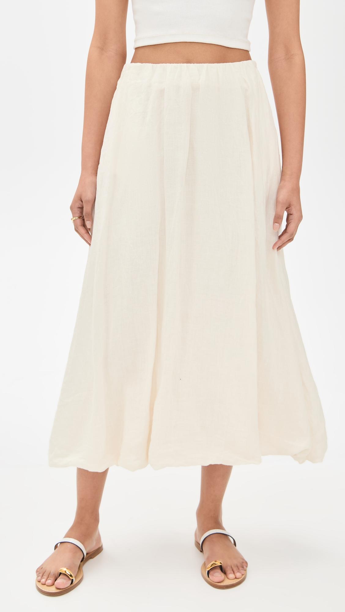 rachelle bubble hem linen skirt