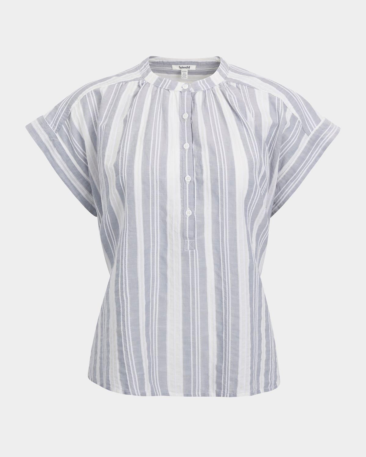 raegan striped linen-blend blouse