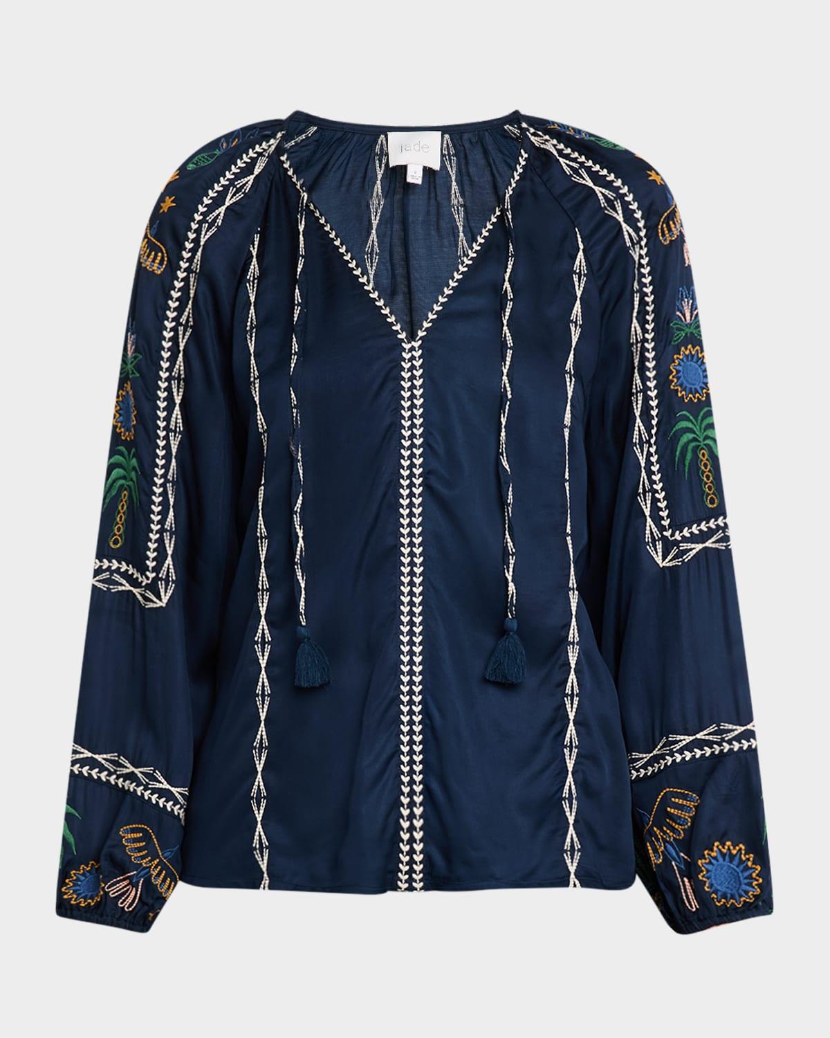 raelyn embroidered silk blouse