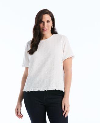 rafaella womens puckered ruffle short sleeve top