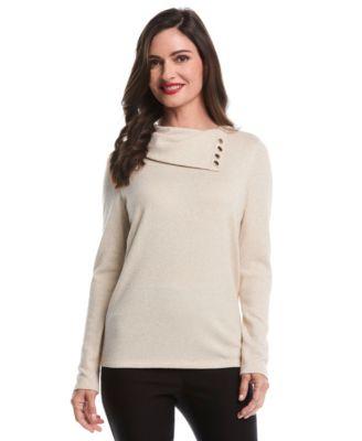 rafaella womens split collar long sleeve top