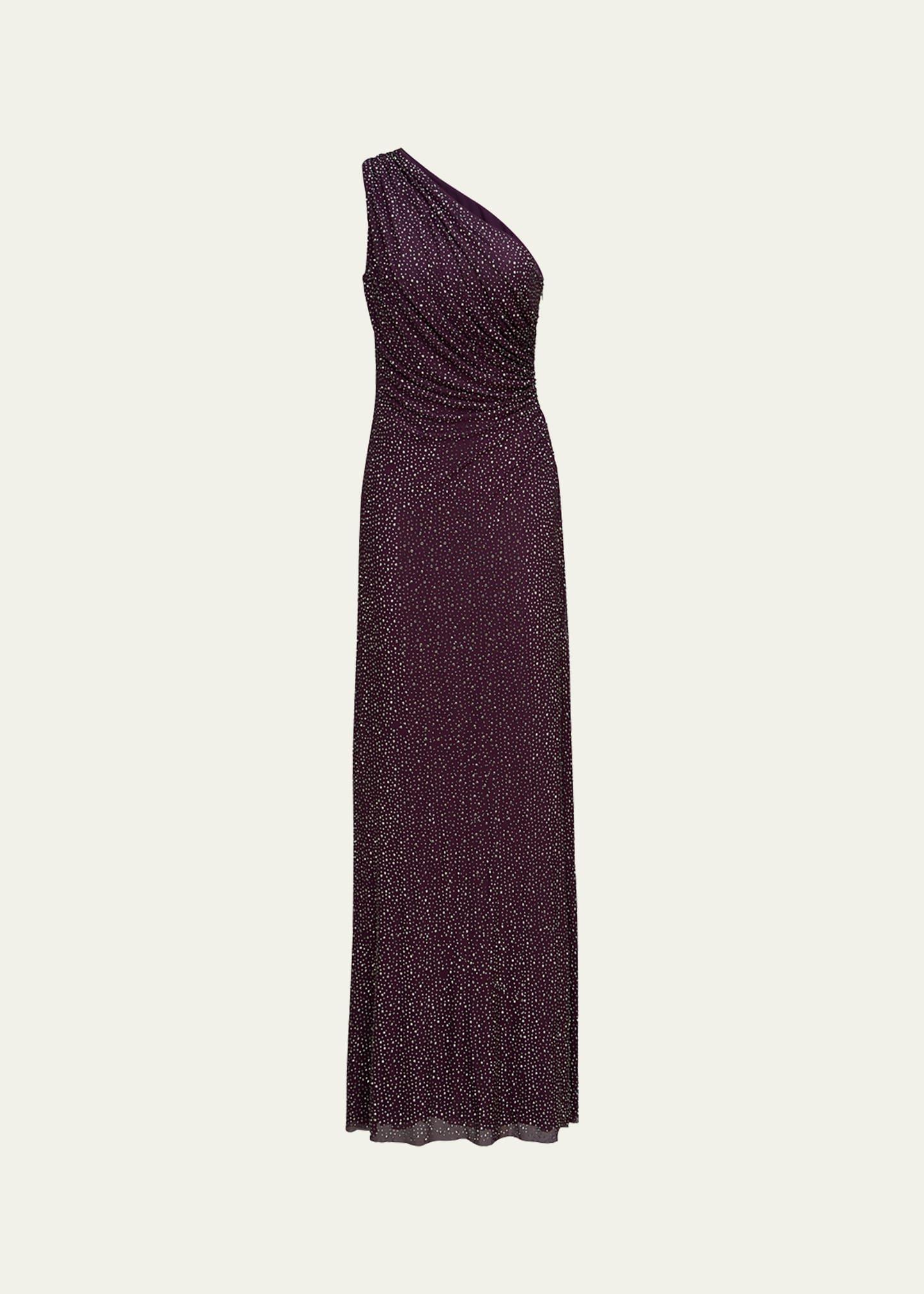 rafelle one-shoulder rhinestone gown