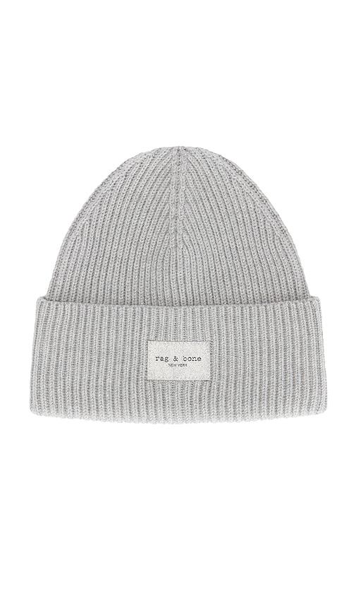 rag & bone blake metallic beanie in metallic silver.