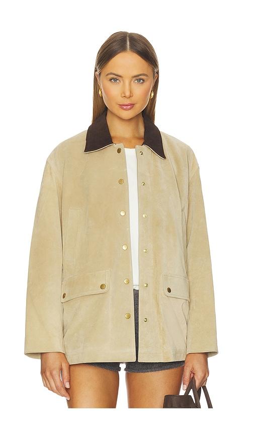 rag & bone cassidy suede jacket in tan.