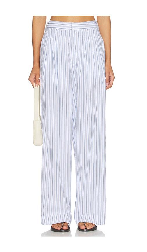 rag & bone chappell stripe poplin pant in baby blue.