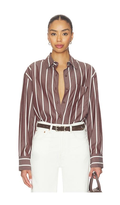 rag & bone connie stripe shirt in brown.