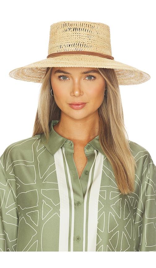 rag & bone crochet boater hat in neutral.