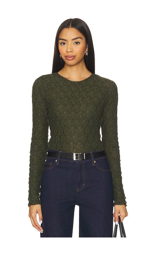 rag & bone ellie lace long sleeve tee in army.
