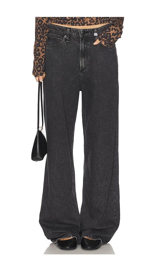 rag & bone featherweight logan wide jeans in black.