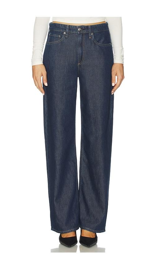 rag & bone featherweight logan wide leg jeans in blue.