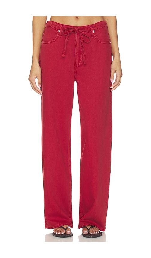 rag & bone featherweight phoebe drawstring wide jeans in red.