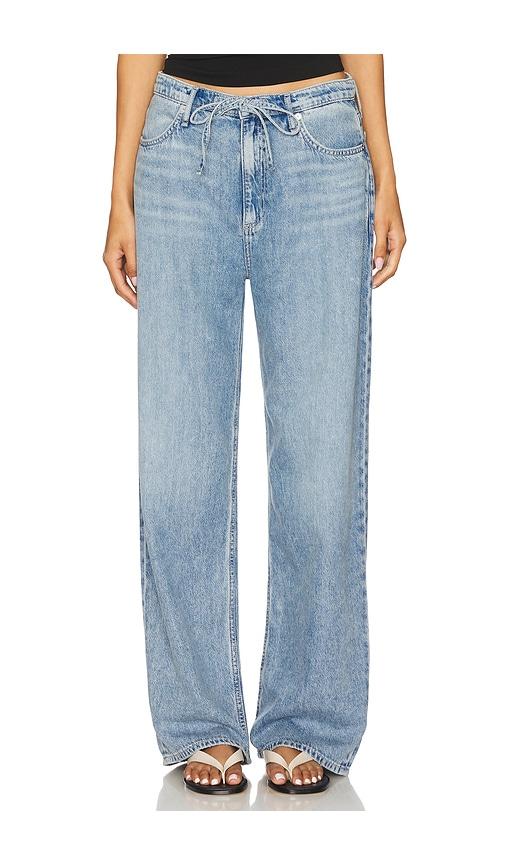 rag & bone featherweight phoebe wide leg jeans in blue.