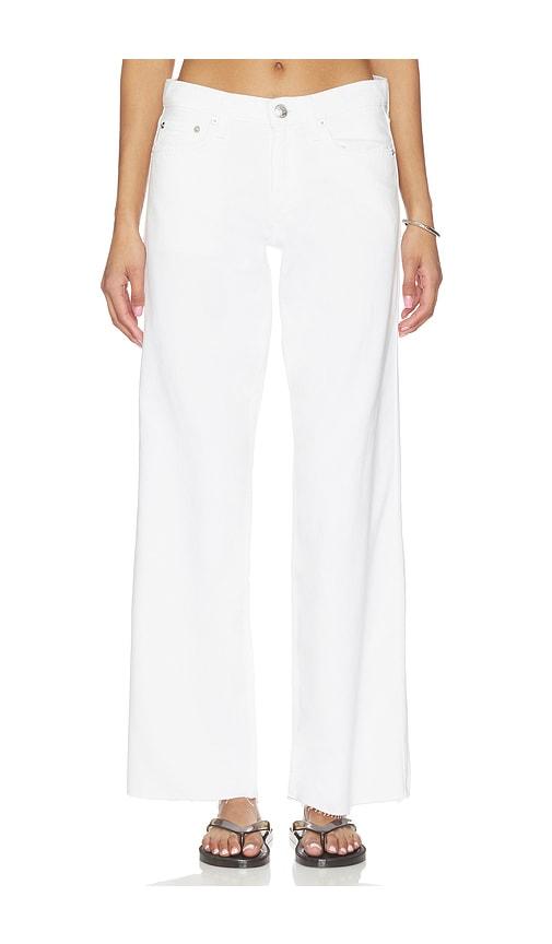 rag & bone featherweight saige low-rise full straight jeans in white.