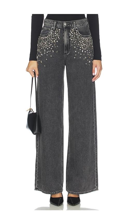 rag & bone featherweight sofie high-rise wide leg jeans in black.