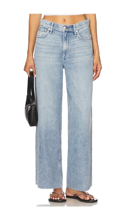 rag & bone featherweight sofie high rise wide leg jeans in blue.