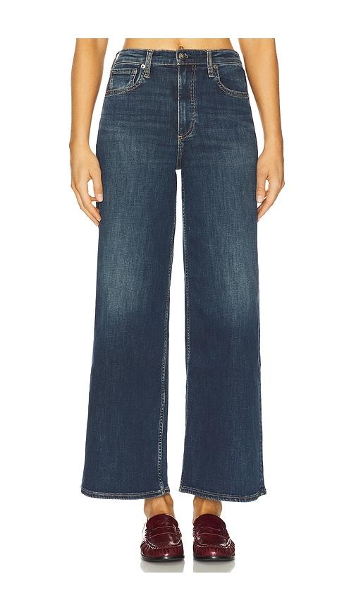 rag & bone flexi sofie ankle wide leg jeans in blue.