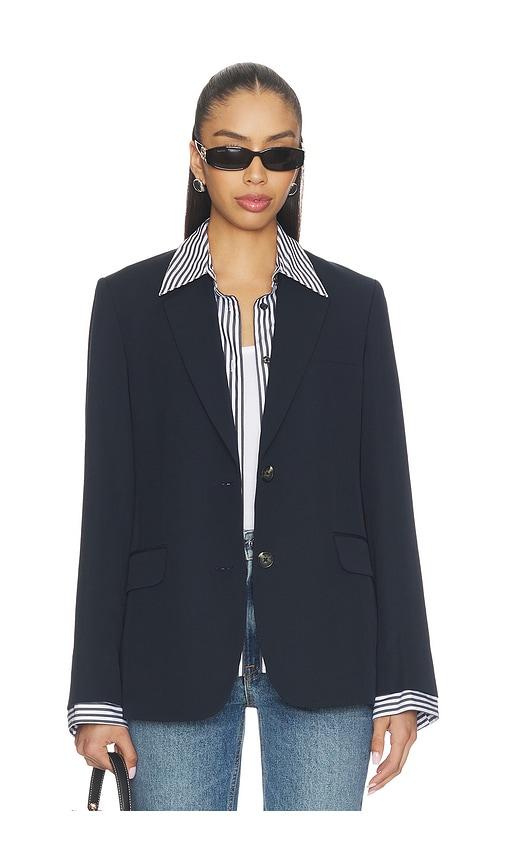 rag & bone frank poplin combo blazer in navy.