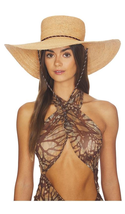 rag & bone frankie boater hat in beige.