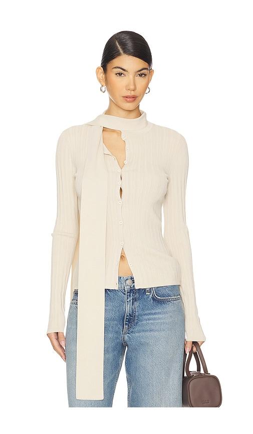 rag & bone gianna button up top in beige.