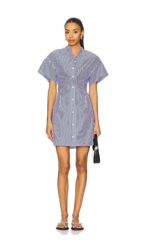 rag & bone gretchen stripe poplin dress in navy.