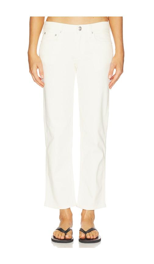 rag & bone harlow low rise ankle straight jeans in cream.