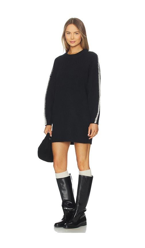 rag & bone ingrid crew neck mini dress in black.